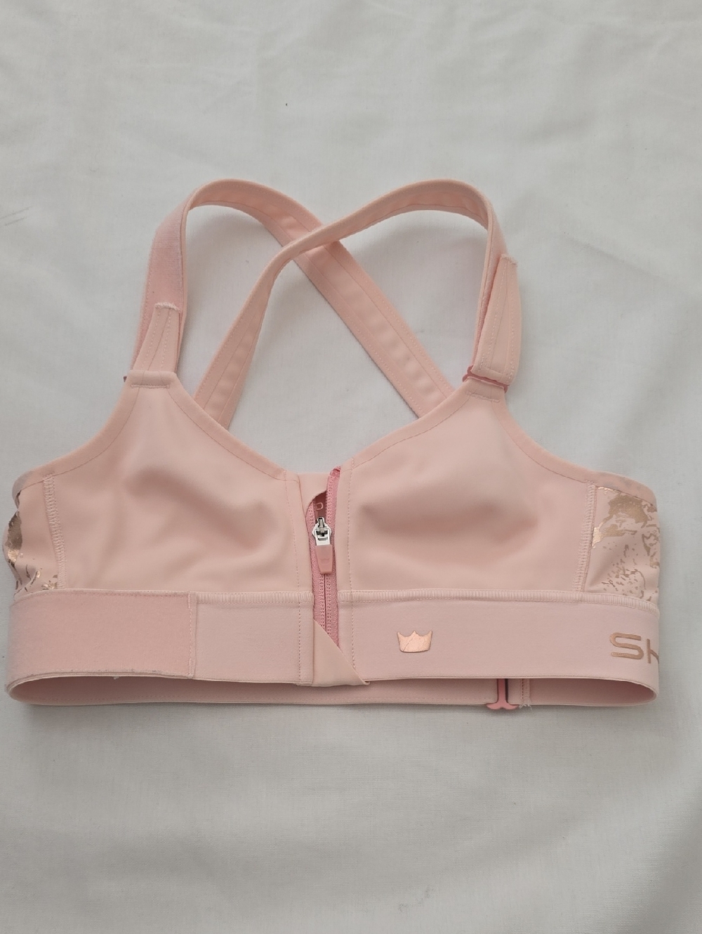 SHEFIT Blush Front-Zip High-Impact Sports Bra XS